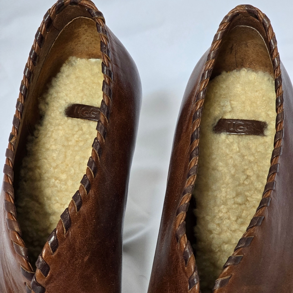 Ugg Jamison Brown Leather And Sheepskin Heeled Booties - Picture 2 of 6